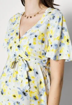 Woven Chiffon Wrap Dress- Jurk -White/Light Blue -Trendy Verkoop 3f9f2e86f2b047998f13f0a910cd82e5