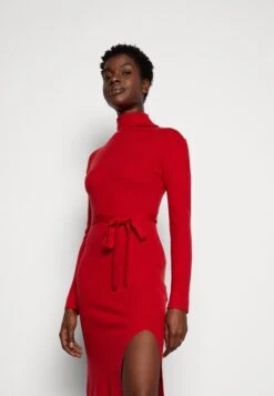 Anna Field Rollkragen Ripp Mini Strickkleid Mit Gürtel - Gebreide Jurk - Red -Trendy Verkoop 71b57cf9ce54411882918bef331aba09